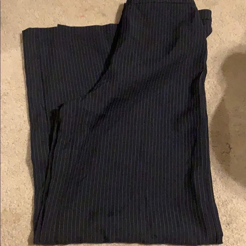 Navy blue striped wide leg pants